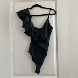 Black Ruffle Sleeve Bodysuit